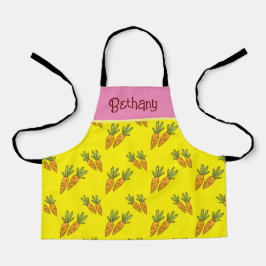 黄色カスタマイズのニンジン柄の子供 エプロン