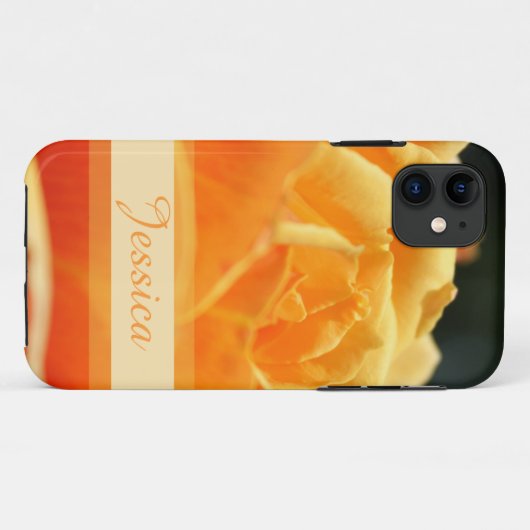 黄色カスタマイズのバラの花iPhoneケース。 Case-Mate iPhoneケース (裏面(横))