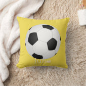 黄色カスタムのパーソナライズされたサッカーボール枕 クッション (ブランケット)