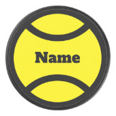 黄色カスタムテニスボールロゴ付きホッケーパック アイスホッケーパック (正面)