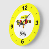 黄色カスタム時計の台所からの ラージ壁時計 (傾斜)
