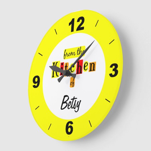 黄色カスタム時計の台所からの ラージ壁時計 (傾斜)