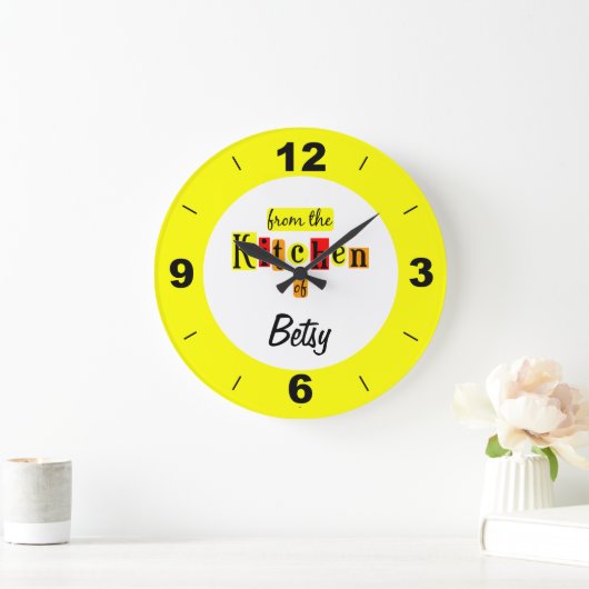 黄色カスタム時計の台所からの ラージ壁時計 (ホーム)