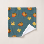 黄色カッコいいモダンのパンプキンパターン愛好家word art バスタオルセット (ウォッシュタオル)