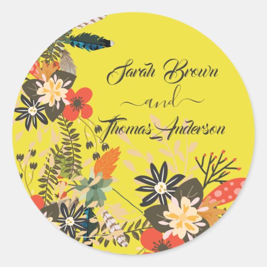 黄色カラフルのボホ ラウンドシール (正面)