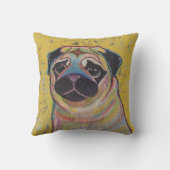 黄色カラフルの背景にパグ枕 クッション (裏面)