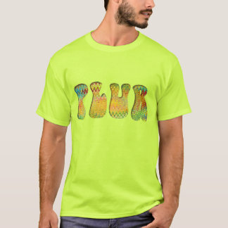 黄色カラフルサイケデリックパフィーPLUR Tシャツ