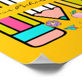 黄色カラフル先生漫画鉛筆ポスター ポスター (角)