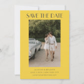 黄色カラフル灰色のアールデコ写真の日付の保存 セーブザデート (正面)