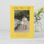 黄色カラフル灰色のアールデコ写真の日付の保存 セーブザデート (スタンド正面)