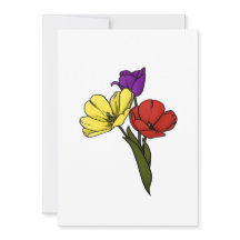 黄色カラフル紫と赤のチューリップ