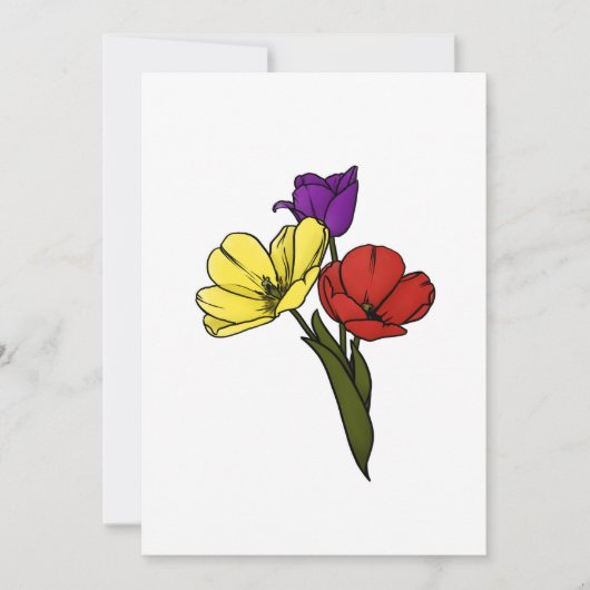 黄色カラフル紫と赤のチューリップ シーズンカード (正面)