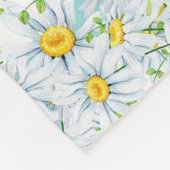 黄色ガーリーのストライプデイジーと名前のアクア フリースブランケット (角)
