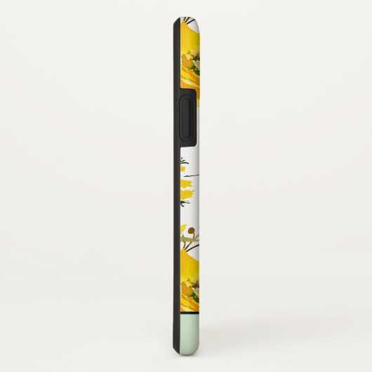 黄色ガーリーの花と緑のモノグラム Case-Mate iPhoneケース (裏面/右)