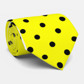 黄色クラシックタイの水玉模様ブラックのパターン ネクタイ (ロール)