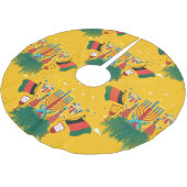 黄色クワンツァークリスマスツリースカート ブラッシュドポリエステルツリースカート (アングル)