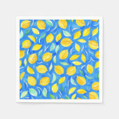 黄色クール柑橘類の水彩レモンパターン スタンダードカクテルナプキン (正面)