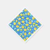 黄色クール柑橘類の水彩レモンパターン スタンダードカクテルナプキン (角)