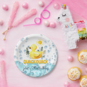 黄色クール第1のゴム鴨の誕生日招待状 ペーパープレート (パーティー)