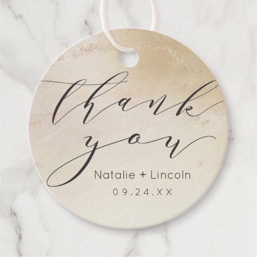 黄色グラデーション金ゴールドすり付きホイル結婚の感謝 フェイバータグ (正面)