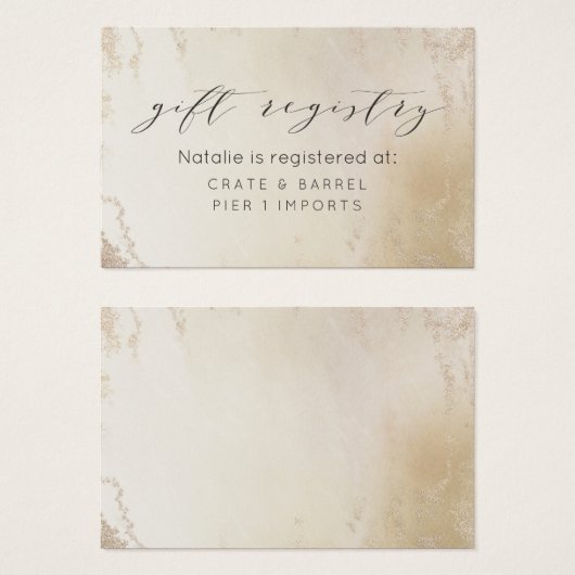 黄色グラデーション金ゴールドフロストギフトレジストリ挿入カード (正面&裏面)