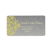 "黄色グレー" エレガントな返信住所ラベル