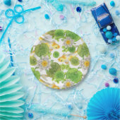 黄色コイ魚と白い睡蓮の池 ペーパープレート (パーティー)