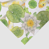 黄色コイ魚と白い睡蓮の池 薄葉紙 (詳細)