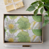 黄色コイ魚と白い睡蓮の池 薄葉紙 (ギフト)