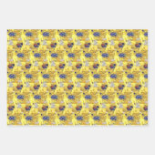 黄色ゴールド グスタフ クリムト パターン 四角 楕円 ラッピングペーパーシート (正面3)