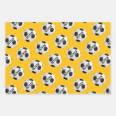 黄色サッカーボール子供の名前クリスマス ラッピングペーパーシート (正面3)