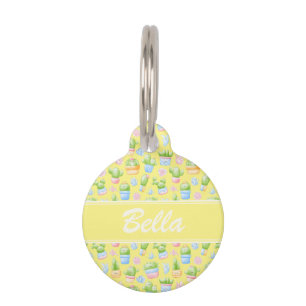 黄色サボテンパーソナライズされたパプピドッグID ペット　ネームタグ