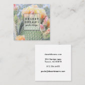 黄色サボテン花砂漠ガーデンフォトトラベル スクエア名刺 (正面/裏面)