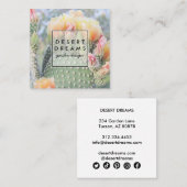 黄色サボテン花砂漠ガーデンフォトトラベル スクエア名刺 (正面/裏面)