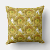 黄色サボテン花繰り返し模様（白） 1 クッション (裏面)
