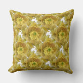 黄色サボテン花繰り返し模様（白） 1 クッション (正面)