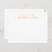 黄色シンプルのレタリングスクリプトパーソナライズされた ノートカード (正面/裏面)