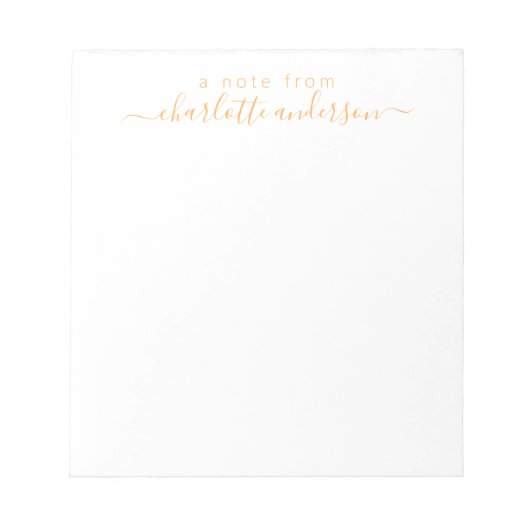 黄色シンプルのレタリングスクリプトパーソナライズされた ノートパッド (正面)