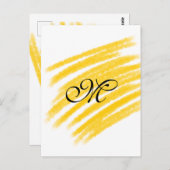 黄色シンプルの水の色の線あなたのモノグラムを追加 ポストカード (正面/裏面)