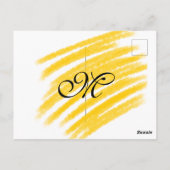 黄色シンプルの水の色の線あなたのモノグラムを追加 ポストカード (裏面)