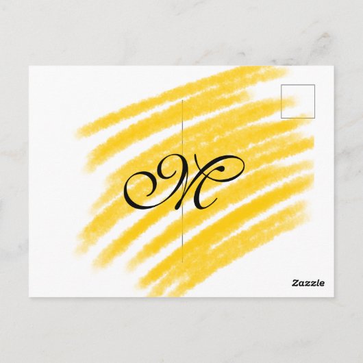 黄色シンプルの水の色の線あなたのモノグラムを追加 ポストカード (裏面)