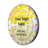 黄色シンプルの水彩追加ロゴカスタム文字 ダーツボード (正面右)