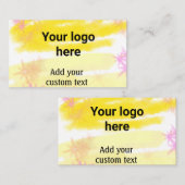 黄色シンプルの水彩追加ロゴカスタム文字 名刺 (正面/裏面)