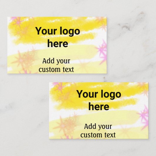 黄色シンプルの水彩追加ロゴカスタム文字 名刺 (正面/裏面)