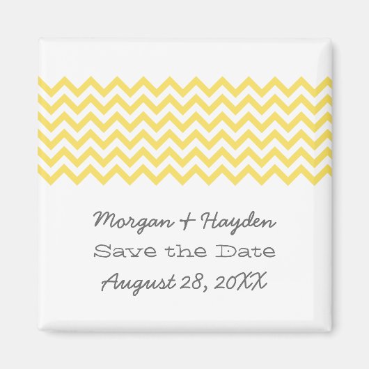 黄色シンプルのChevron日付磁石を保存 マグネット (正面)