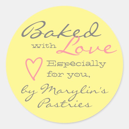 黄色シンプルハートパステルカラー ラウンドシール (正面)