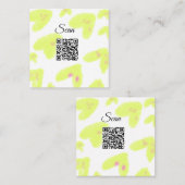 黄色シンプル水色追加Q Rコードスキャン文字Th スクエア名刺 (正面/裏面)