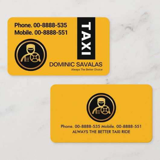 黄色スタイリッシュのストライプタクシー色の黒い 名刺 (正面/裏面)