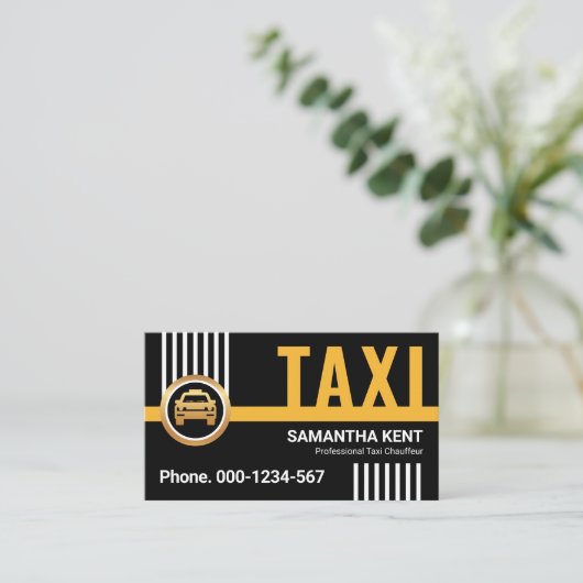黄色スタイリッシュのタクシー乗り場 名刺 (スタンド正面)