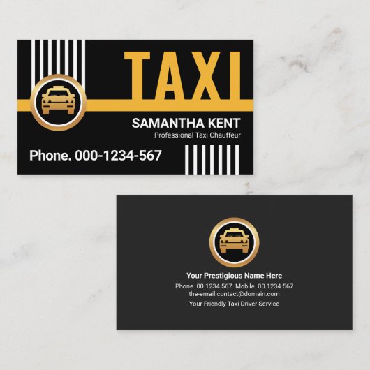黄色スタイリッシュのタクシー乗り場 名刺 (正面/裏面)